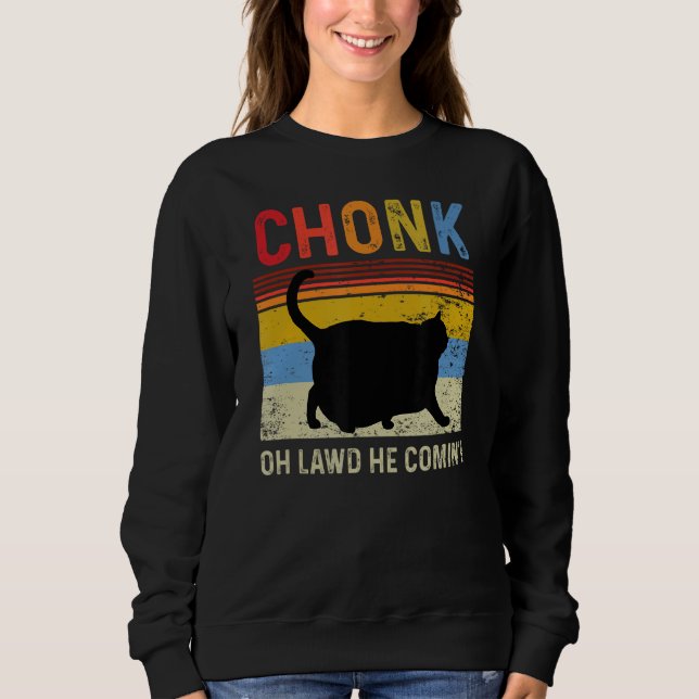 Sweatshirt Chonk Chat Échelle Mème Drôle Retro Style Chat Vin (Devant)