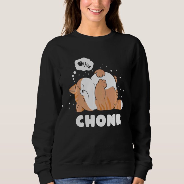 Sweatshirt Chonk Lazy Cat n'approuve pas mème (Devant)