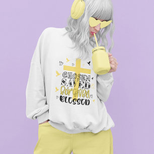 Sweatshirt Chosen Bienheureuse foi chrétienne jaune