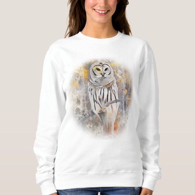 Sweatshirt Chouette à la branche Aquarelle Automne Woodsy (Devant)