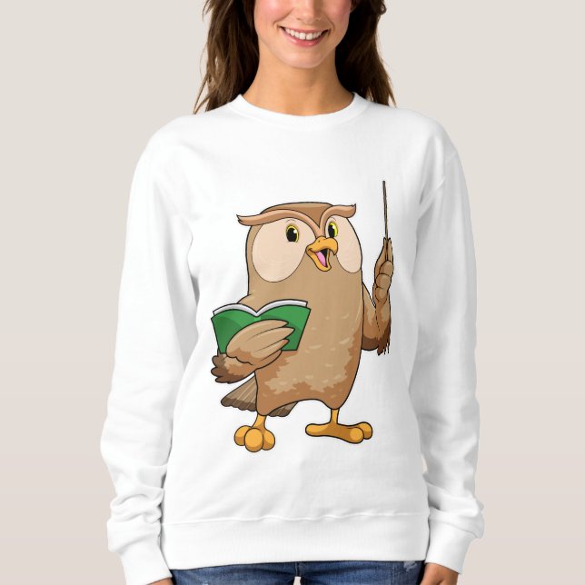 Sweatshirt Chouette comme enseignant avec livre et pointeur (Devant)