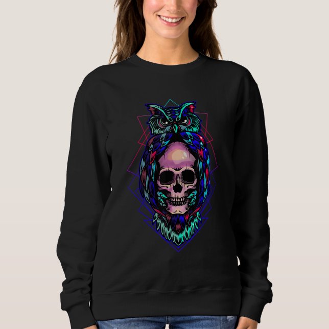 Sweatshirt Chouette crânienne gothique pastel Oiseau nocturne (Devant)