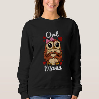 Sweatshirt Chouette Femme Mama Chouette Coeur Doigt Animal Av