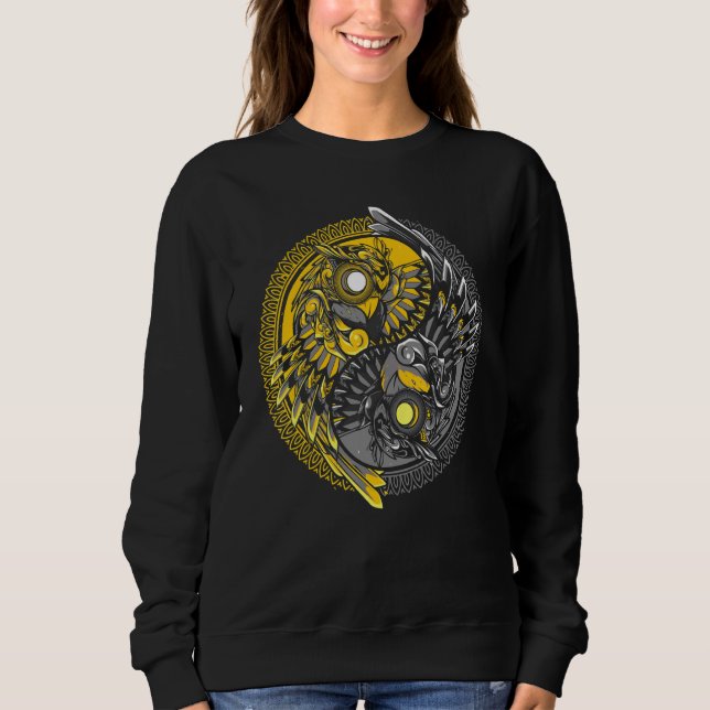 Sweatshirt Chouette Femmes Hommes Mystic Yin Yang Owls (Devant)