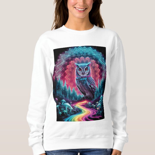 Sweatshirt Chouette psychédélique Mandala - Trippy Forest Art (Devant)