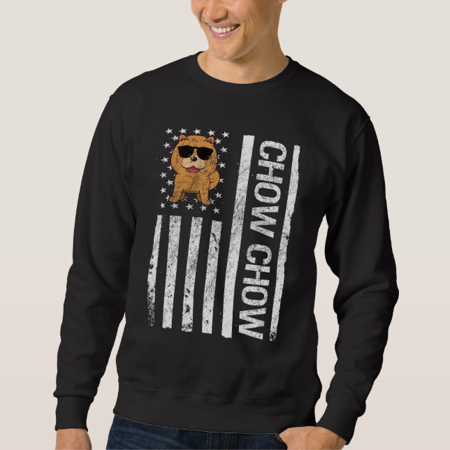Sweatshirt Chow Chow American USA Drapeau Funky Chow Chow Chi (Devant)