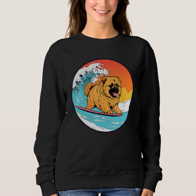 Sweatshirt Chow Chow Surf Funny Dog Beach (Devant)