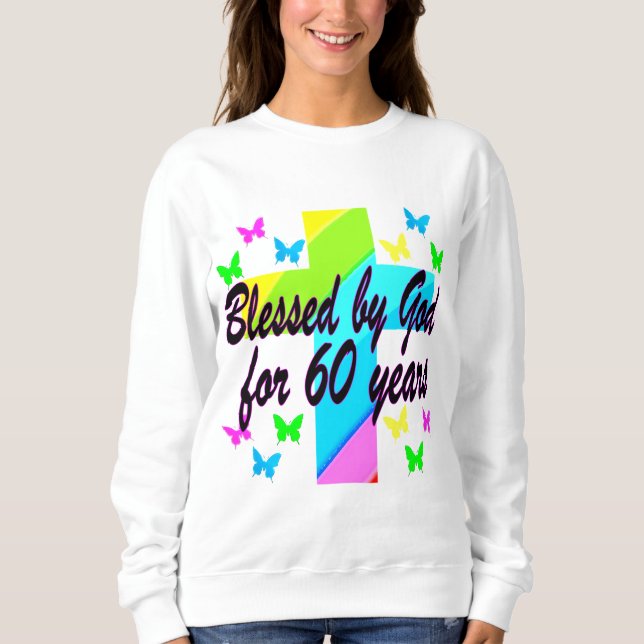 SWEATSHIRT CHRÉTIEN 60 ANNIVERSAIRE CROSS DESIGN (Devant)