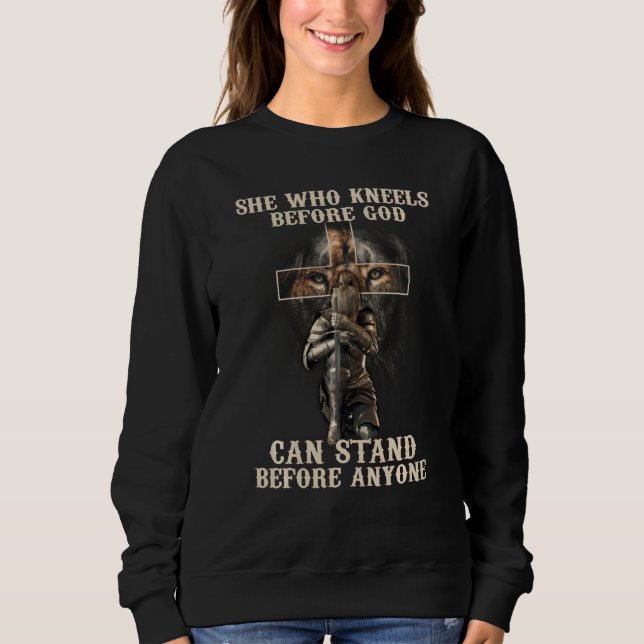Sweatshirt Chrétienne Elle Qui S'Agenouille Devant Dieu Cheva (Devant)
