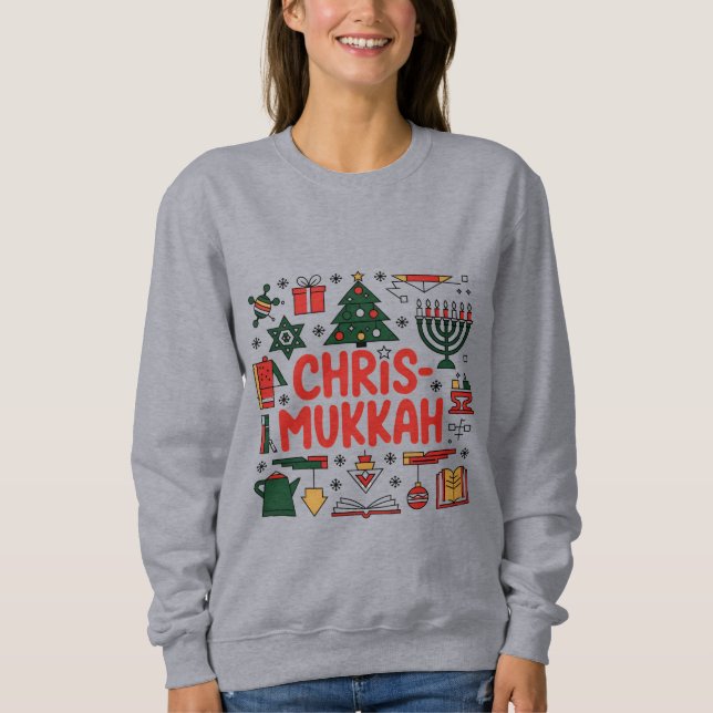 Sweatshirt Chrismukkah Hanoukka Noël Juif Religieux (Devant)