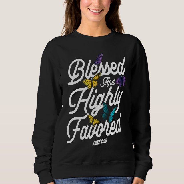 Sweatshirt Christian Bible Verse Luke 128 Flower Butterfly (Devant)