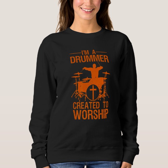 Sweatshirt Christian Drummer Pour Hommes Femmes Joueuse De Dr (Devant)