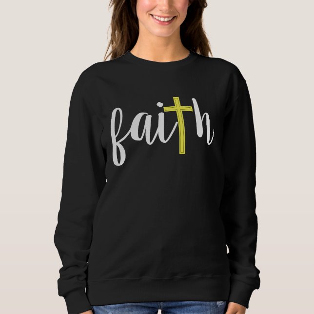 Sweatshirt Christian Faith Cross Motif Church Bible Study (Devant)