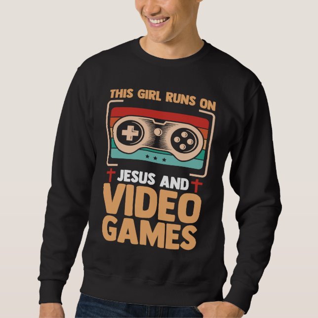 Sweatshirt Christian Gamer This Boy Runs On Jesus And Video G (Devant)