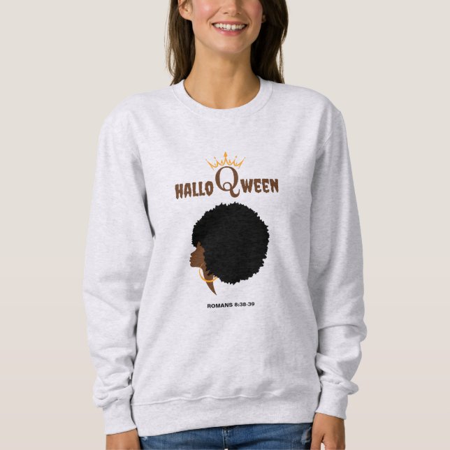 Sweatshirt Christian Halloween AFRO REINE verset de la Bible (Devant)