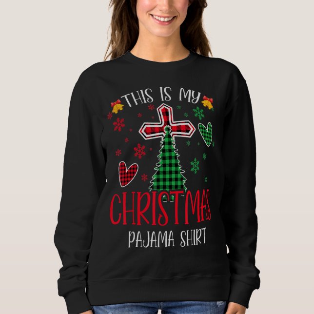Sweatshirt Christian Jésus C'Est Mon Buffalo Plaid Noël (Devant)