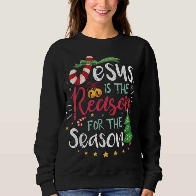 Sweatshirt Christian Jésus La Raison Noël Stuf Stocker (Devant)