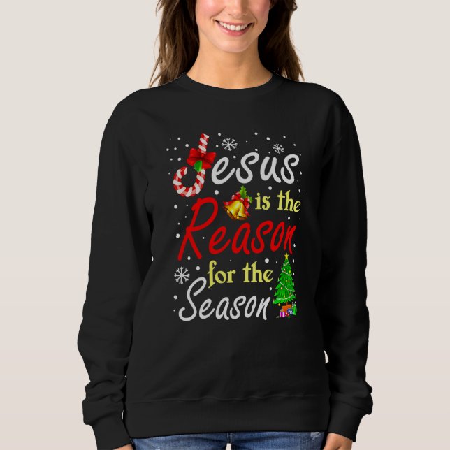 Sweatshirt Christian Jésus La Raison Noël Stuf Stocker (Devant)