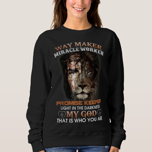 Sweatshirt Christian Jésus Lion Chemin Maker Miracle Worker P (Devant)