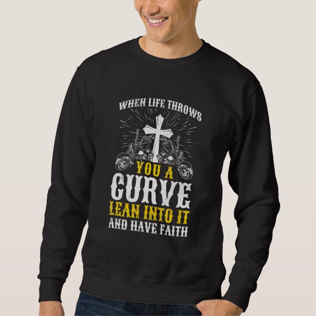 Sweatshirt Christian Motorcycle Vie Vous Jette Une Courbe (Devant)