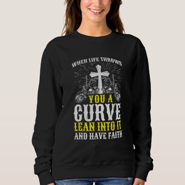 Sweatshirt Christian Motorcycle Vie Vous Jette Une Courbe (Devant)