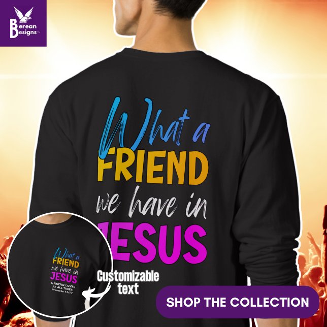 Sweatshirt Christian QUEL AMI NOUS AVONS À JÉSUS (Stylish WHAT A FRIEND WE HAVE IN JESUS Christian sweatshirt with customizable text on pocket)