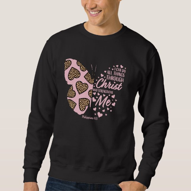Sweatshirt Christian Valentines Jour Papillon Cheetah Imprime (Devant)