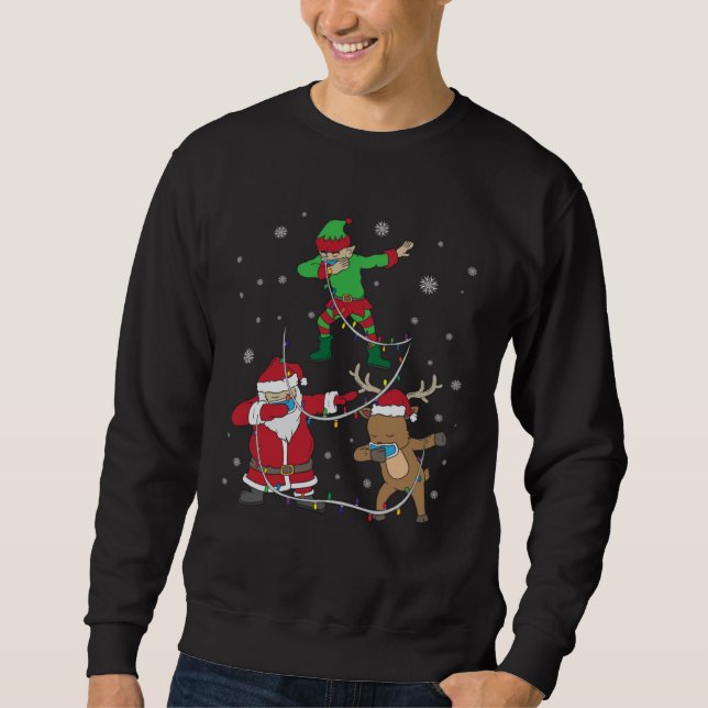 Sweatshirt Christmas 2020 Dabbing Santa Elf Reindeer Face Mas (Devant)