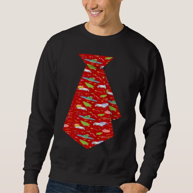 Sweatshirt Christmas Cats And Dogs From Space With Aliens Fak (Devant)