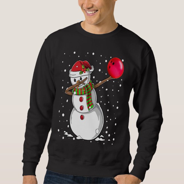 Sweatshirt Christmas Dabbing Snowman Bowling Boys Kids Xmas S (Devant)