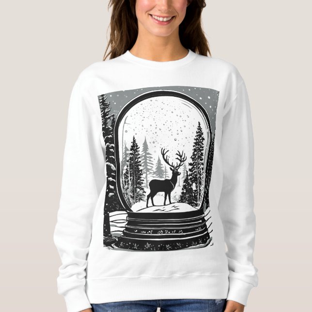 Sweatshirt Christmas deer ans trees sweat-shirt for women (Devant)
