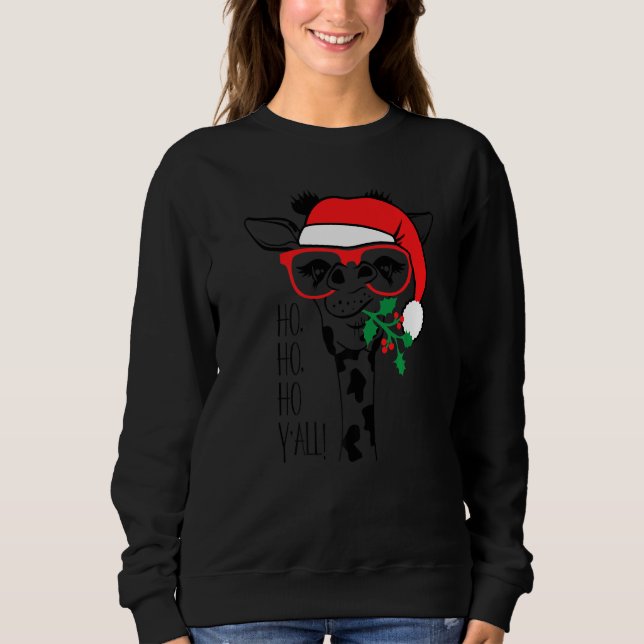 Sweatshirt Christmas Giraffe With Glasses Santa Hat Xmas (Devant)