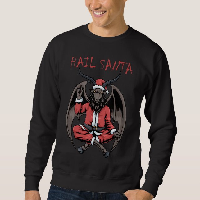 Sweatshirt Christmas Hail Père Noël Satanisme Goat Baphomet (Devant)
