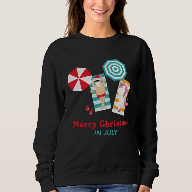 Sweatshirt Christmas In July  Merry Xmas In July Unicorn (Devant)