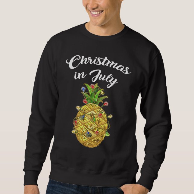 Sweatshirt Christmas In July Pineapple Xmas Tree Lights Beach (Devant)