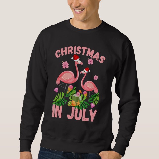 Sweatshirt Christmas in July Pink Flamingo Funny Xmas Men Wom (Devant)