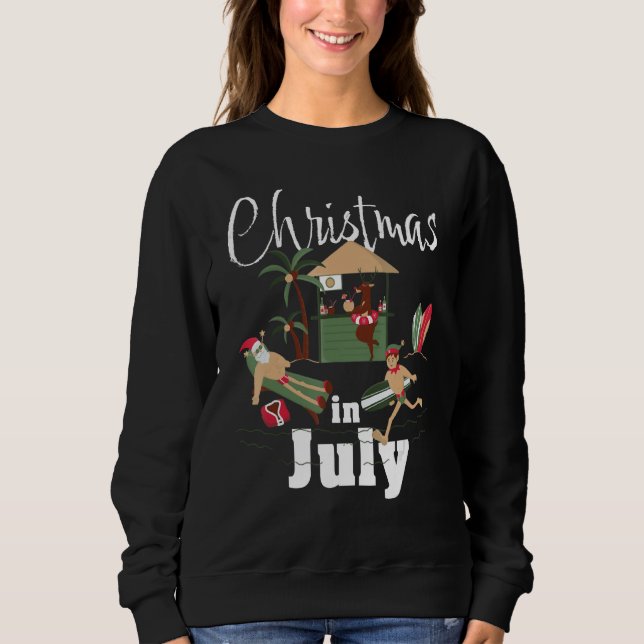 Sweatshirt Christmas In July Santa Claus Sunglasses Summer Ce (Devant)