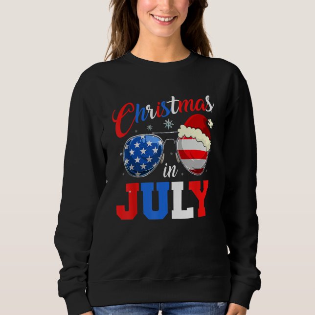 Sweatshirt Christmas In July Santa Hat Sunglasses Summer Cele (Devant)