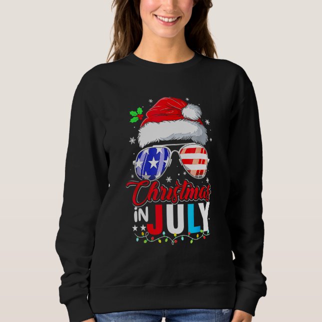 Sweatshirt Christmas In July Santa Hat Sunglasses Summer Cele (Devant)