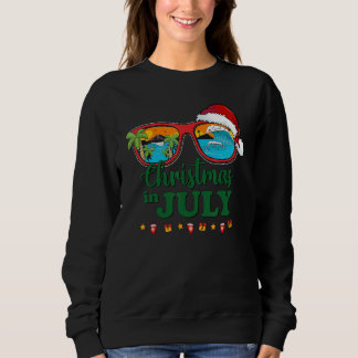 Sweatshirt Christmas in July Santa Hat Sunglasses Summer Vaca