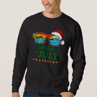 Sweatshirt Christmas in July Santa Hat Sunglasses Summer Vaca