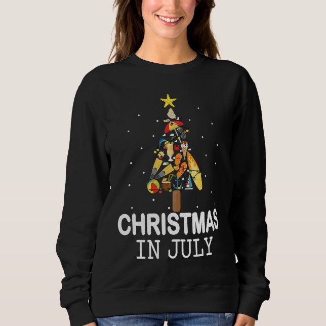 Sweatshirt Christmas In July Santa Summer Beach Vacation Tree (Devant)