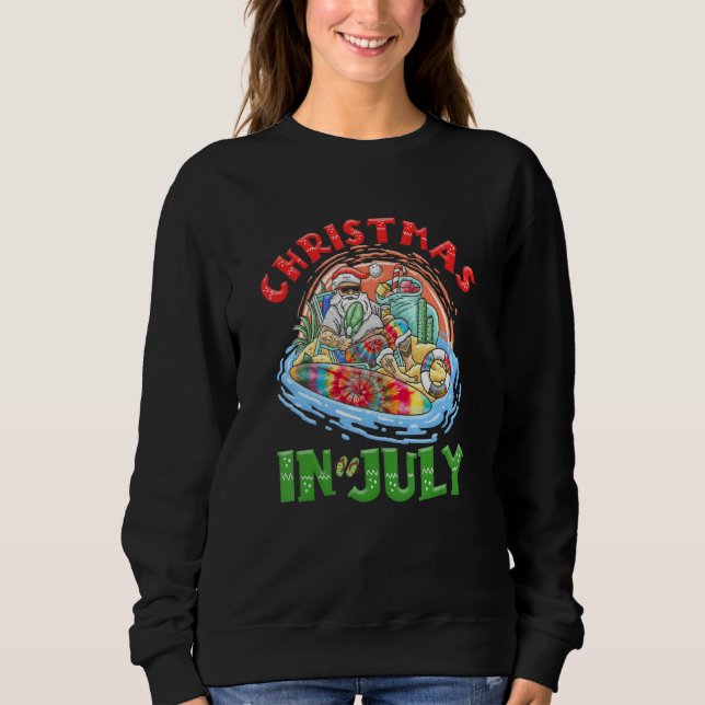 Sweatshirt Christmas In July Santa Tie Dye Summer Surf Surfin (Devant)