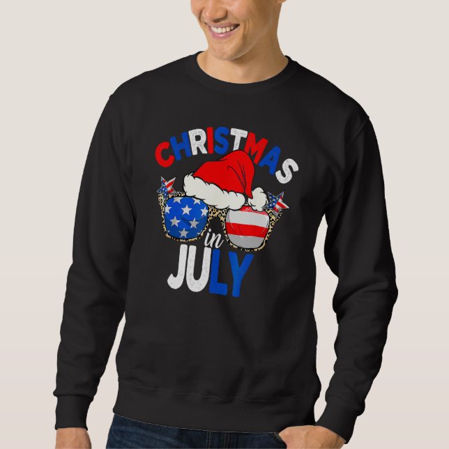 Sweatshirt Christmas In July Summer Patriotic USA Santa Hat 4 (Devant)
