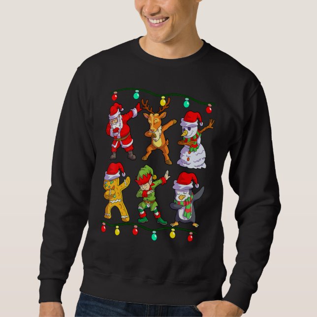 Sweatshirt Christmas Kids Boys Men Dabbing Santa Elf Deer Fri (Devant)