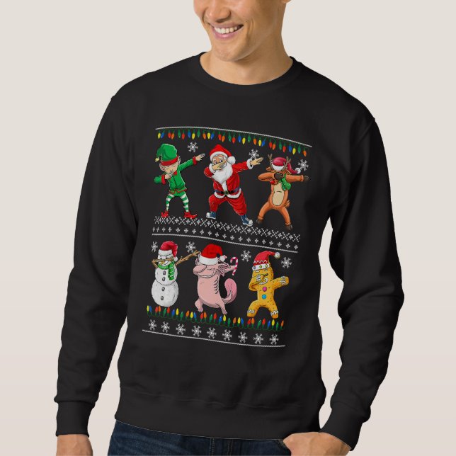 Sweatshirt Christmas Kids Boys Men Dabbing Santa Elf Deer Fri (Devant)