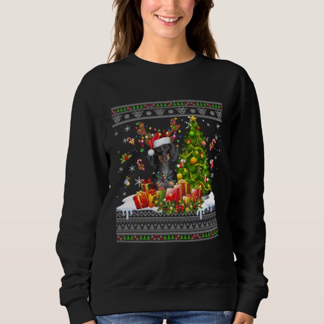 Sweatshirt Christmas Lights Dachshund Dog  Xmas Ugly Sweater (Devant)