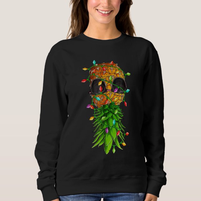 Sweatshirt Christmas Lights Upside Down Pineapple Swinger Xma (Devant)