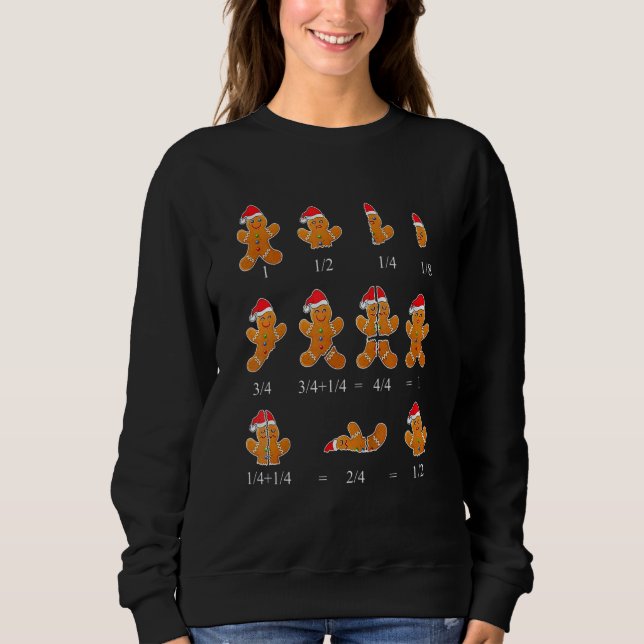 Sweatshirt Christmas Math Teacher Fraction Gingerbread Cookie (Devant)