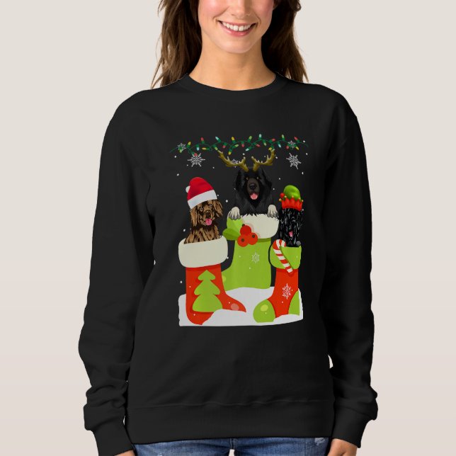Sweatshirt Christmas Newfoundland In Sock Xmas Reindeer Santa (Devant)